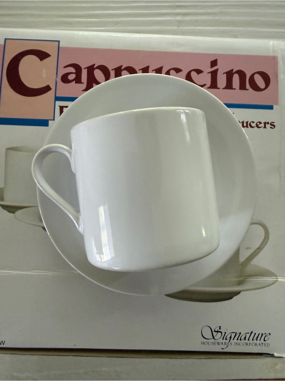 Signature White Porcelain Cappuccino Set - 4 cups and saucers